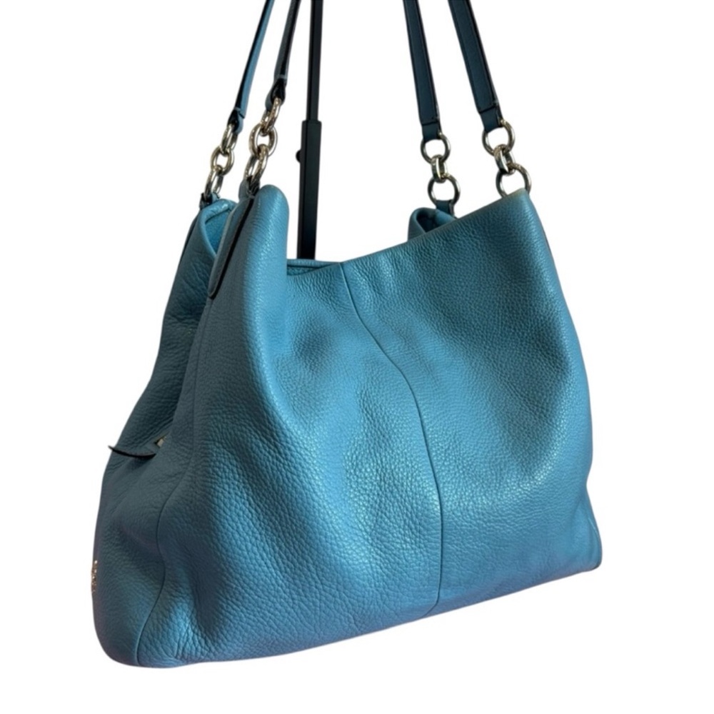 COACH shoulder bag in super soft teal pebble leather w/silver hardware - Picture 5 of 16